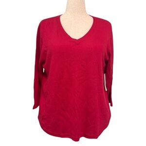 Chico’s red v-neck pullover sweater XL NWT